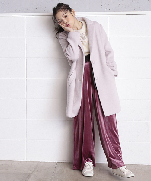 one after another NICE CLAUP（ワンアフターアナザーナイスクラップ）の「サッシュベルト付べロアワイドパンツ（その他パンツ・レディース・グレー/ブラック/ピンク・FREE）」の6枚目の写真