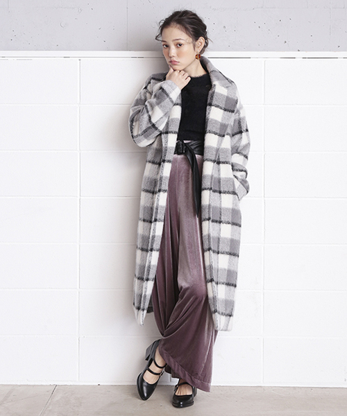 one after another NICE CLAUP（ワンアフターアナザーナイスクラップ）の「サッシュベルト付べロアワイドパンツ（その他パンツ・レディース・グレー/ブラック/ピンク・FREE）」の13枚目の写真