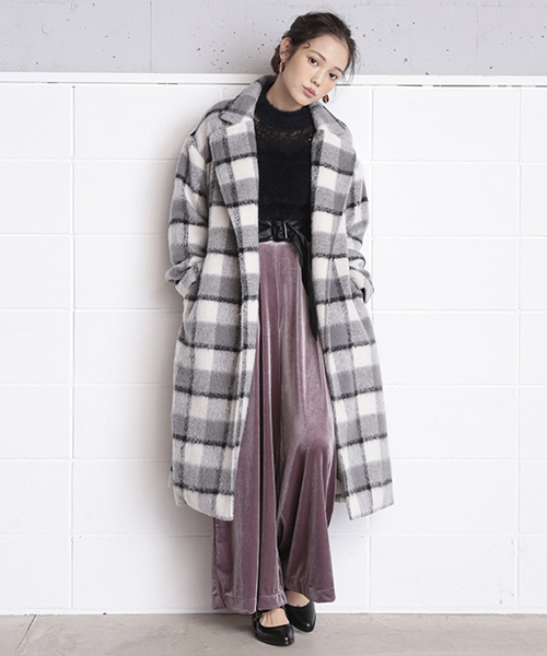 one after another NICE CLAUP（ワンアフターアナザーナイスクラップ）の「サッシュベルト付べロアワイドパンツ（その他パンツ・レディース・グレー/ブラック/ピンク・FREE）」の14枚目の写真