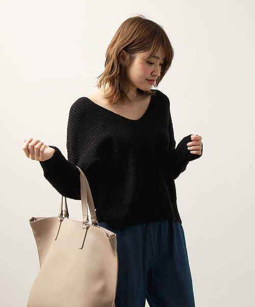 WEGO（ウィゴー）の「WEGO/Vネッククロップドニット（ニット/セーター・レディース・オフホワイト/ライトピンク/ブラック・FREE）」の15枚目の写真