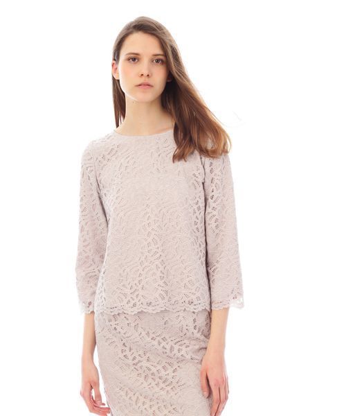 22 OCTOBRE（ヴァンドゥ－オクトーブル）の「アリーゼレースブラウス【セットアップ対応商品】（シャツ/ブラウス・レディース・ネイビー/ホワイト/グレー・38/40）」の3枚目の写真