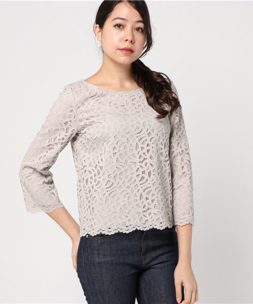 22 OCTOBRE（ヴァンドゥ－オクトーブル）の「アリーゼレースブラウス【セットアップ対応商品】（シャツ/ブラウス・レディース・ネイビー/ホワイト/グレー・38/40）」の12枚目の写真