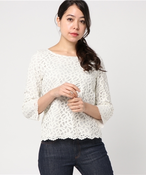 22 OCTOBRE（ヴァンドゥ－オクトーブル）の「アリーゼレースブラウス【セットアップ対応商品】（シャツ/ブラウス・レディース・ネイビー/ホワイト/グレー・38/40）」の2枚目の写真