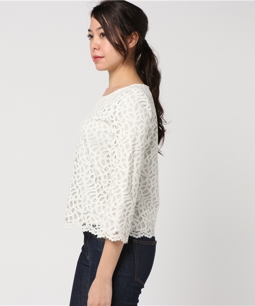 22 OCTOBRE（ヴァンドゥ－オクトーブル）の「アリーゼレースブラウス【セットアップ対応商品】（シャツ/ブラウス・レディース・ネイビー/ホワイト/グレー・38/40）」の5枚目の写真