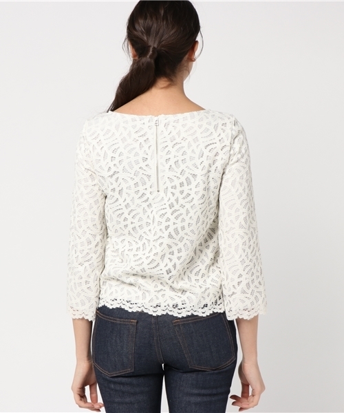 22 OCTOBRE（ヴァンドゥ－オクトーブル）の「アリーゼレースブラウス【セットアップ対応商品】（シャツ/ブラウス・レディース・ネイビー/ホワイト/グレー・38/40）」の6枚目の写真