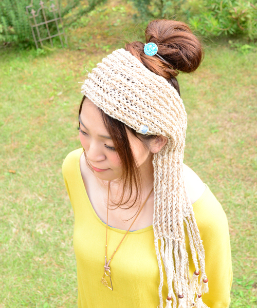 チャイハネ(チャイハネ)の「【チャイハネ】HEMP&COTTON ロングフリンジターバン(ヘアバンド・レディース・ホワイト/レインボー/マスタード/ブラック・FREE)」の11枚目の写真