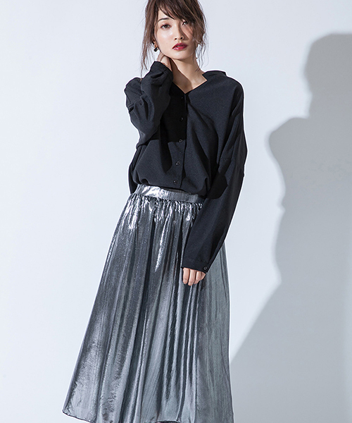 fifth（フィフス）の「グリッタープリーツスカート（スカート・レディース・ブラック/シルバー・MEDIUM）」の2枚目の写真