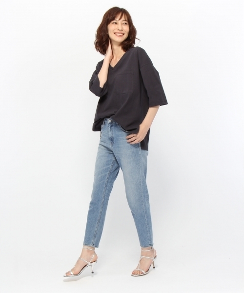 LAKOLE(ラコレ)の「マムフィットハイライズライトウォッシュデニム / LAKOLE(デニムパンツ・レディース・クリアブルー・25inch/24inch/23inch/26inch/27inch)」の4枚目の写真