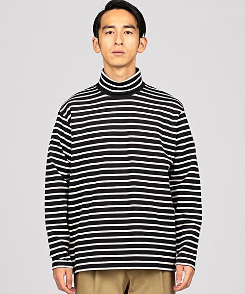 EN ROUTE(アンルート)の「コットンミラノリブボーダータートル(Tシャツ/カットソー・メンズ・オフホワイト/ブラック・1/2/3)」の4枚目の写真