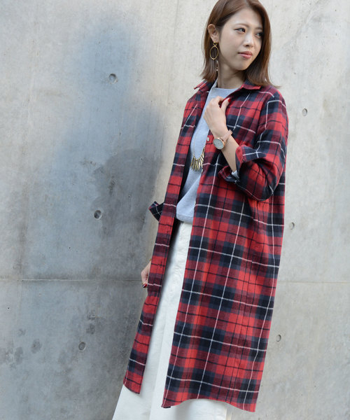 正規品販売 チェックロングワンピース シャツワンピース 正規品販売 チェックロングワンピース シャツワンピース
