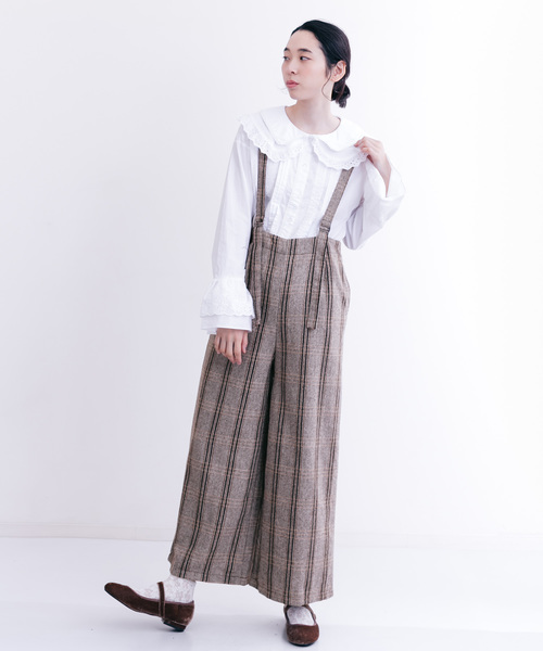 MERLOT（メルロー）の「チェック柄ワイドパンツサロペット1345（サロペット/オーバーオール・レディース・グレー/ブラウン/ブラック・FREE）」の12枚目の写真