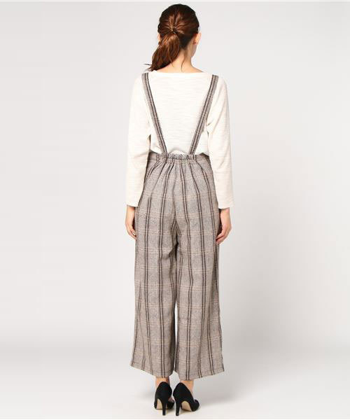 MERLOT（メルロー）の「チェック柄ワイドパンツサロペット1345（サロペット/オーバーオール・レディース・グレー/ブラウン/ブラック・FREE）」の5枚目の写真