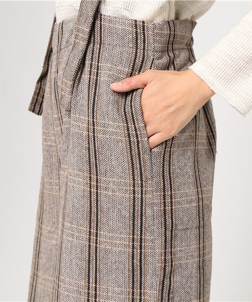 MERLOT（メルロー）の「チェック柄ワイドパンツサロペット1345（サロペット/オーバーオール・レディース・グレー/ブラウン/ブラック・FREE）」の7枚目の写真