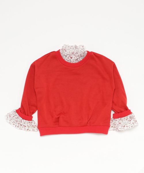 ikka（イッカ）の「【キッズ】シャーリングレイヤードトレーナー（120～150cm）（スウェット・キッズ・ネイビー/レッド・120cm/130cm/140cm/150cm/160cm）」の2枚目の写真