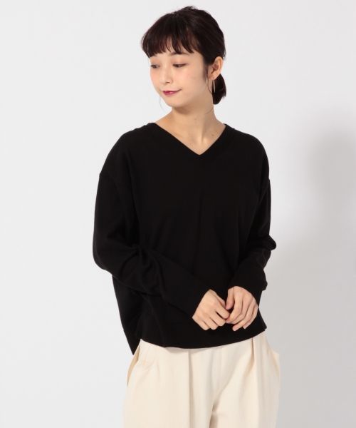 LOWRYS FARM(ローリーズファーム)の「12GスーピマVネックプルオーバー 777992 (ニット/セーター・レディース・オフホワイト/ブラック/グレー/ピンク/イエロー/ブルー・LARGE/MEDIUM)」の3枚目の写真