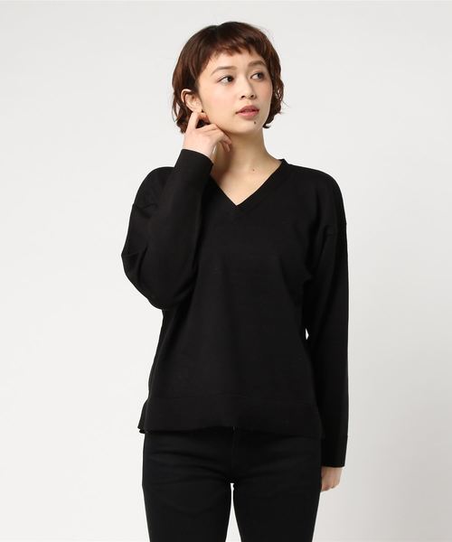 LOWRYS FARM(ローリーズファーム)の「12GスーピマVネックプルオーバー 777992 (ニット/セーター・レディース・オフホワイト/ブラック/グレー/ピンク/イエロー/ブルー・LARGE/MEDIUM)」の12枚目の写真