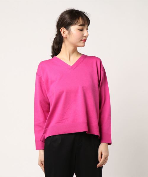 LOWRYS FARM(ローリーズファーム)の「12GスーピマVネックプルオーバー 777992 (ニット/セーター・レディース・オフホワイト/ブラック/グレー/ピンク/イエロー/ブルー・LARGE/MEDIUM)」の10枚目の写真