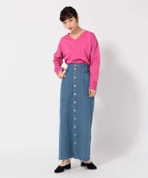 LOWRYS FARM(ローリーズファーム)の「12GスーピマVネックプルオーバー 777992 (ニット/セーター・レディース・オフホワイト/ブラック/グレー/ピンク/イエロー/ブルー・LARGE/MEDIUM)」の9枚目の写真