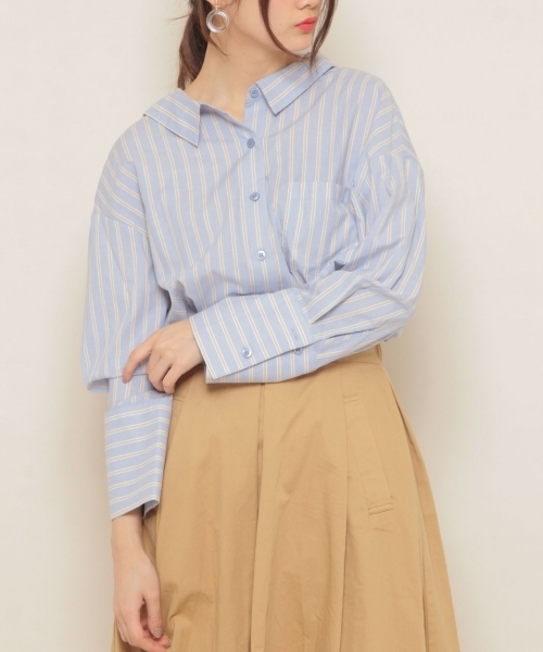 PAGEBOY(ページボーイ)の「共布ベルト付きロングシャツ(シャツ/ブラウス・レディース・ホワイト/ベージュ/ネイビー/ブルー系その他・FREE)」の4枚目の写真