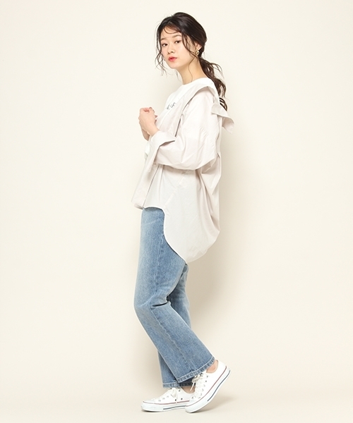 PAGEBOY(ページボーイ)の「共布ベルト付きロングシャツ(シャツ/ブラウス・レディース・ホワイト/ベージュ/ネイビー/ブルー系その他・FREE)」の8枚目の写真