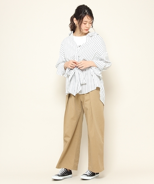 PAGEBOY(ページボーイ)の「共布ベルト付きロングシャツ(シャツ/ブラウス・レディース・ホワイト/ベージュ/ネイビー/ブルー系その他・FREE)」の9枚目の写真