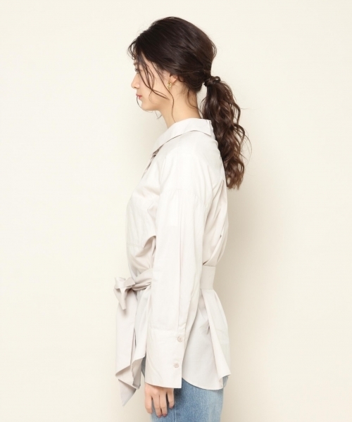 PAGEBOY(ページボーイ)の「共布ベルト付きロングシャツ(シャツ/ブラウス・レディース・ホワイト/ベージュ/ネイビー/ブルー系その他・FREE)」の11枚目の写真