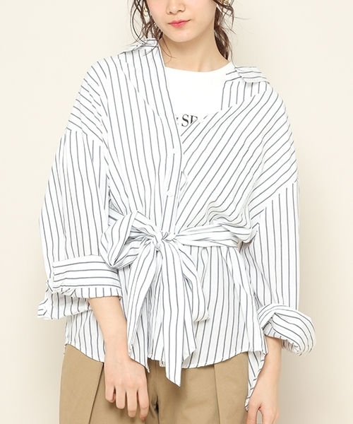 PAGEBOY(ページボーイ)の「共布ベルト付きロングシャツ(シャツ/ブラウス・レディース・ホワイト/ベージュ/ネイビー/ブルー系その他・FREE)」の21枚目の写真