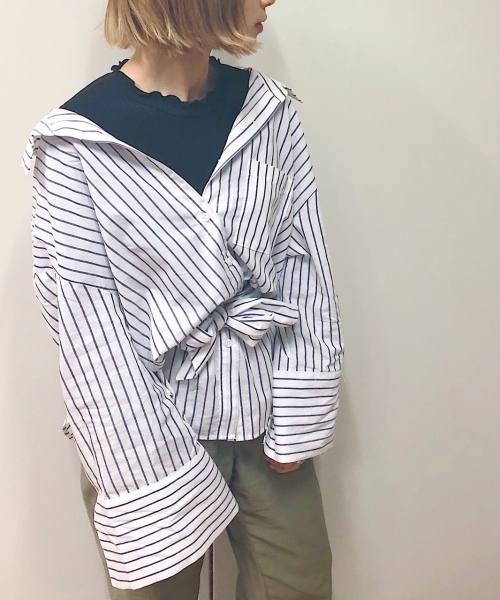 PAGEBOY(ページボーイ)の「共布ベルト付きロングシャツ(シャツ/ブラウス・レディース・ホワイト/ベージュ/ネイビー/ブルー系その他・FREE)」の22枚目の写真