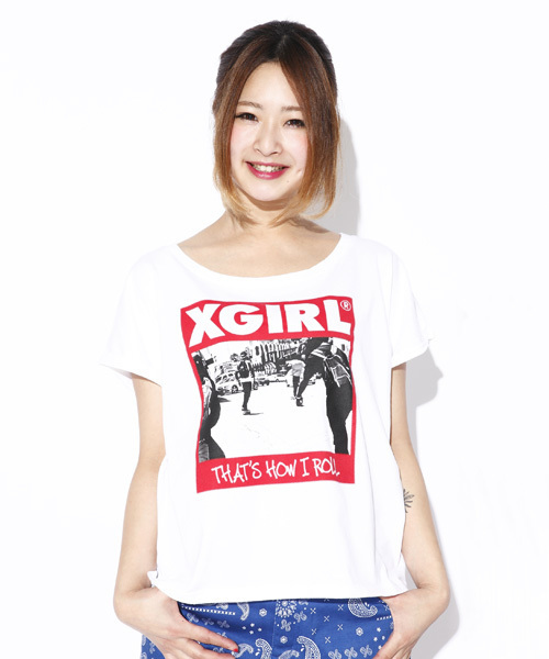 X-girl（エックスガール）の「BOYS S/S TOP（Tシャツ/カットソー・レディース・ホワイト/ブラック/レッド/ブルー・1/2）」の6枚目の写真