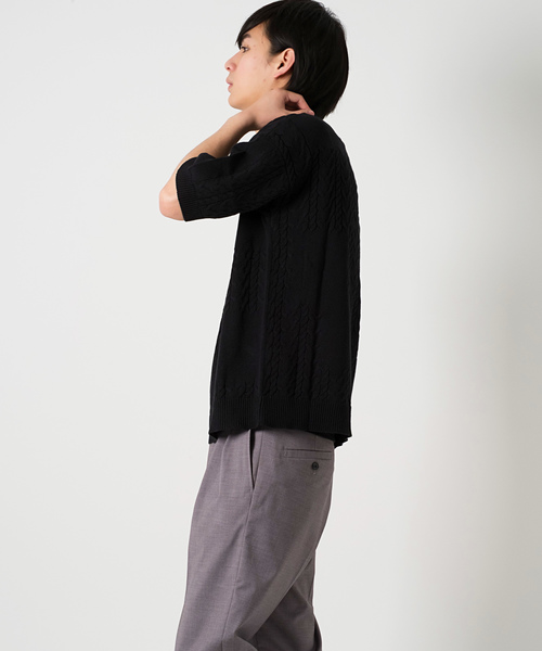 FUGA(フーガ)の「ケーブル編みニットカットソー(ニット/セーター・メンズ・ブラック/ホワイト・M/L)」の6枚目の写真