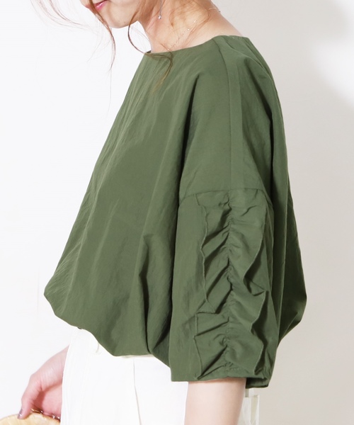 reca（レカ）の「ボリューム 袖フリルカットソー（Tシャツ/カットソー・レディース・ホワイト/ブラック/グレー/カーキ/ピンク/イエロー・M）」の4枚目の写真