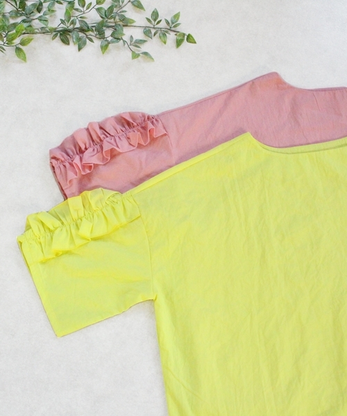 reca（レカ）の「ボリューム 袖フリルカットソー（Tシャツ/カットソー・レディース・ホワイト/ブラック/グレー/カーキ/ピンク/イエロー・M）」の6枚目の写真