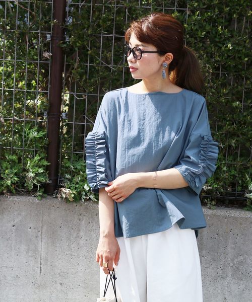 reca（レカ）の「ボリューム 袖フリルカットソー（Tシャツ/カットソー・レディース・ホワイト/ブラック/グレー/カーキ/ピンク/イエロー・M）」の20枚目の写真