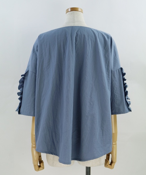 reca（レカ）の「ボリューム 袖フリルカットソー（Tシャツ/カットソー・レディース・ホワイト/ブラック/グレー/カーキ/ピンク/イエロー・M）」の19枚目の写真