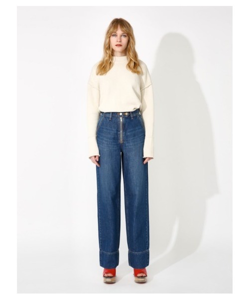 MOUSSY（マウジー）の「ZIP UP WIDE DENIM（デニムパンツ・レディース・オフホワイト/ブルー・0/2/1）」の2枚目の写真