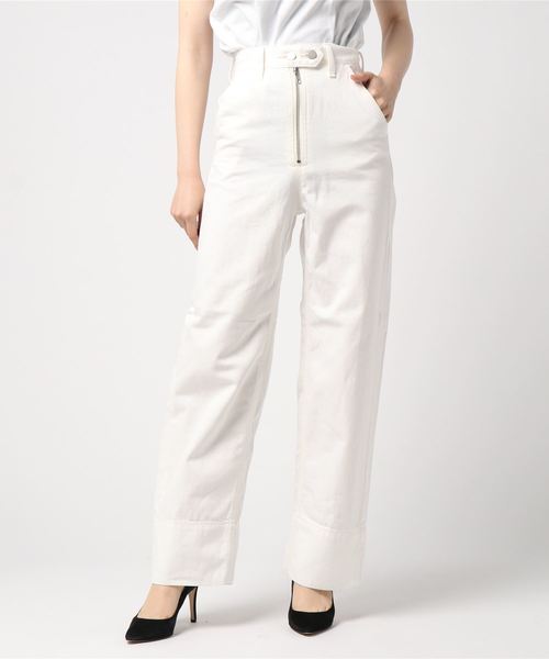 MOUSSY（マウジー）の「ZIP UP WIDE DENIM（デニムパンツ・レディース・オフホワイト/ブルー・0/2/1）」の3枚目の写真