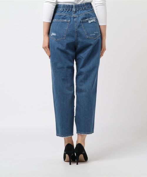 WEGO（ウィゴー）の「WEGO/クラッシュタックマムパンツ（デニムパンツ・レディース・インディゴブルー/ライトインディゴブルー・FREE）」の3枚目の写真