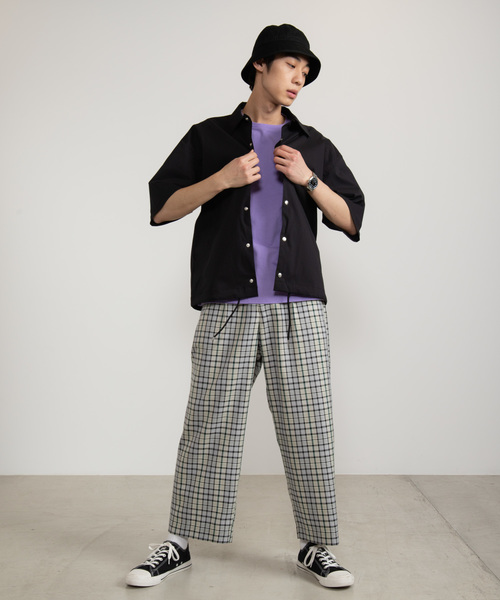 WEGO（ウィゴー）の「WEGO/DRY-MIX5分袖コーチジャケット（シャツ/ブラウス・メンズ・ネイビー/ブラック・LARGE/MEDIUM）」の7枚目の写真