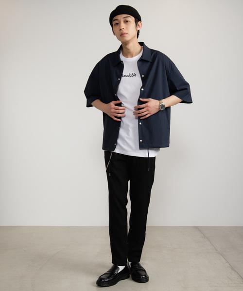 WEGO（ウィゴー）の「WEGO/DRY-MIX5分袖コーチジャケット（シャツ/ブラウス・メンズ・ネイビー/ブラック・LARGE/MEDIUM）」の6枚目の写真