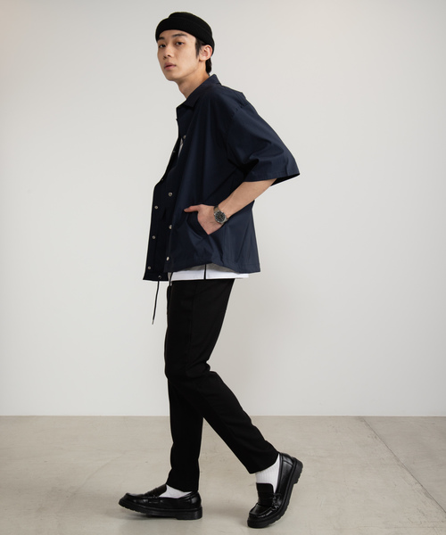 WEGO（ウィゴー）の「WEGO/DRY-MIX5分袖コーチジャケット（シャツ/ブラウス・メンズ・ネイビー/ブラック・LARGE/MEDIUM）」の12枚目の写真