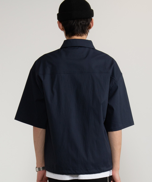 WEGO（ウィゴー）の「WEGO/DRY-MIX5分袖コーチジャケット（シャツ/ブラウス・メンズ・ネイビー/ブラック・LARGE/MEDIUM）」の4枚目の写真