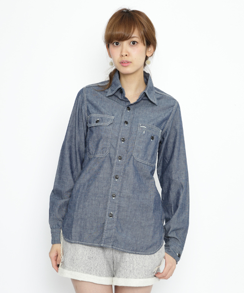 SILAS(サイラス)の「CHAMBREY L/S WORK SHIRT(シャツ/ブラウス・レディース・インディゴブルー・SMALL/MEDIUM)」の1枚目の写真