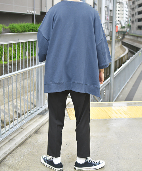 kutir（クティール）の「【ビッグシルエット】裏毛ハーフスリーブプルオーバー（Tシャツ/カットソー・メンズ・チャコールグレー/ブラック/ライトブルー/ベージュ・LARGE/MEDIUM）」の21枚目の写真