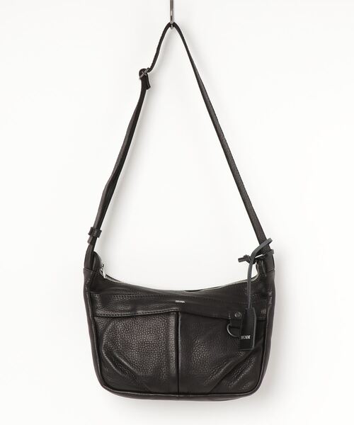 DECADE(ディケイド)の「オイルドカウレザー・ショルダーヘルメットバッグ DECADE(No-01191) Oiled Cow Leather Shoulder Helmet Bag(ショルダーバッグ)」|ブラック