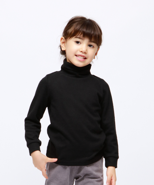 RUGGEDWORKS（ラゲッドワークス）の「ガールズ天竺タートルネック（Tシャツ/カットソー・キッズ・アイボリー/ピンク/グレー/ブラック・100cm/120cm/130cm/140cm/90㎝/110cm/150cm）」の3枚目の写真