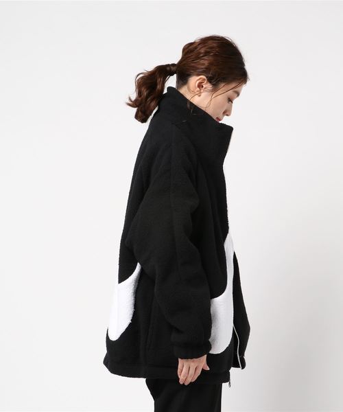ナイキ ウィメンズ スウッシュ シェルパ GX フルジップ ボアジャケット L NIKE AS W NSW SWSH SHRPA GX FZ JKT BLACK/WHITE 21HO-I
