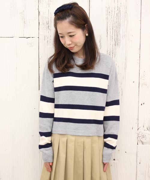 Chico（チコ）の「ボーダーニット（ニット/セーター・レディース・グレー/グリーン/ネイビー・FREE）」の8枚目の写真