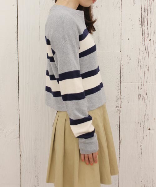 Chico（チコ）の「ボーダーニット（ニット/セーター・レディース・グレー/グリーン/ネイビー・FREE）」の9枚目の写真