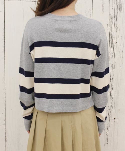 Chico（チコ）の「ボーダーニット（ニット/セーター・レディース・グレー/グリーン/ネイビー・FREE）」の5枚目の写真