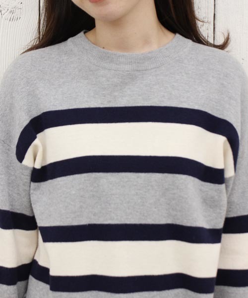 Chico（チコ）の「ボーダーニット（ニット/セーター・レディース・グレー/グリーン/ネイビー・FREE）」の6枚目の写真